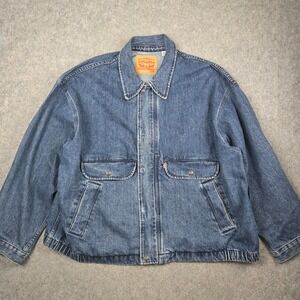 Levis Bomber Jacket Mens 2XL Blue Denim The Rancher Trucker Workwear Outdoors